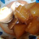 牛すじ肉と大根の甘辛煮　【大根中部+大根葉】