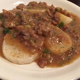 大根ステーキの肉みそがけ