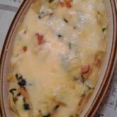 フライパンひとつで！ホウレン草とソーセージの簡単グラタン by 杉本 亜希子さん