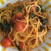 ホウレン草のケチャップパスタ