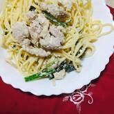 鶏むね肉のクリームパスタ