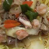 海鮮塩焼きそばの黒酢がけ