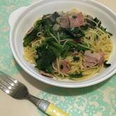 シンプルが一番！ホウレン草とベーコンのパスタ
