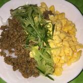 彩り鮮やか！簡単基本の三色丼 ご飯がすすむ 卵と鶏とキュウリで作る