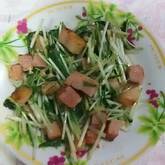 サッと作れる！ニンニク香る水菜とベーコンのシンプル炒め