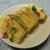 アスパラとハムの卵焼き