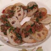 焼きレンコンの梅ダレがけ