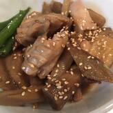 鶏手羽とゴボウの甘酢炒め