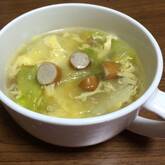 あと一品に！シャキシャキレタスとふんわり卵のスープ