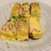 アスパラとハムの卵焼き