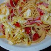 春キャベツのガーリックパスタ