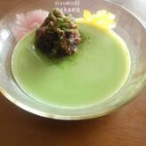 抹茶牛乳ゼリーあずき添