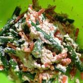 インゲンとニンジンのゴマ白和え