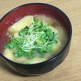 油揚げと貝われ菜のみそ汁