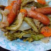 ソーセージとキャベツの粒マスタード煮