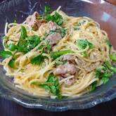 クレソンのカルボナーラ