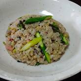 グリーンアスパラとベーコンの卵チャーハン