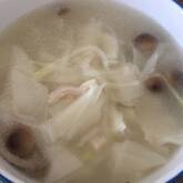 白ネギと餃子の皮のスープ