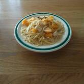 カボチャとベーコンのクリームパスタ