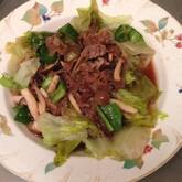 牛肉とレタスのオイスター炒め
