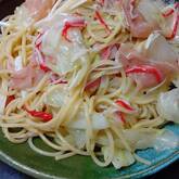 ネギのマリネと生ハムのパスタ