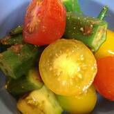 オクラとプチトマトのワサビじょうゆ和え