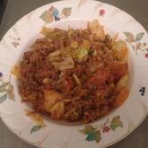 キャベツの肉みそキムチ炒め