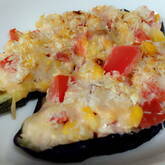 ナスボートのミートグラタン