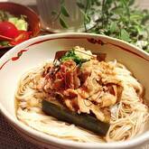 ボリューム満点！豚しゃぶと揚げナスの素麺