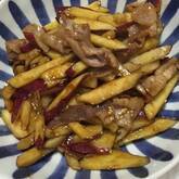 サツマイモと豚肉の中華炒め