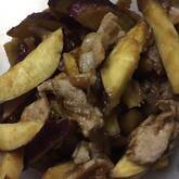 サツマイモと豚肉の中華炒め
