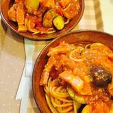 ナスのトマトソースパスタ