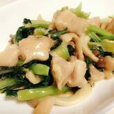 鶏と小松菜の塩炒め