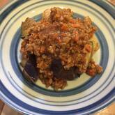 焼きナスの肉みそがけ