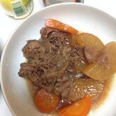 牛すじ肉と大根の甘辛煮　【大根中部+大根葉】