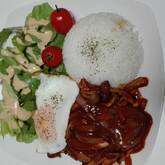 キノコづくしのデミグラスハンバーグ