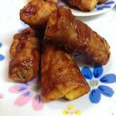 サツマイモロールのケチャップ炒め