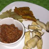 焼き野菜のたっぷりミートソース添え