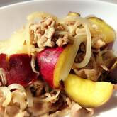 サツマイモと豚肉の炒め物