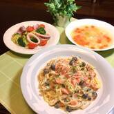 鮭のソイクリームパスタ