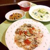 アサリとプチトマトのパエリア風