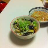 ナスとささ身の香味丼