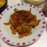 豚バラ肉とキムチの甘辛炒め