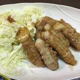 お餅と豚肉のショウガ焼き