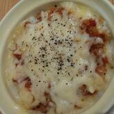 マッシュポテトとミートソースの重ね焼き