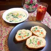 菜の花ポテトサラダのスタッフドバゲット