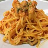 トマトソースでクリームパスタ