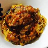 ナスのトマトソースパスタ