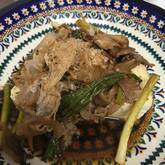 豆腐の豚キノコ炒めのせ