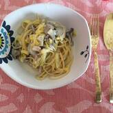 キノコのクリーム煮パスタ